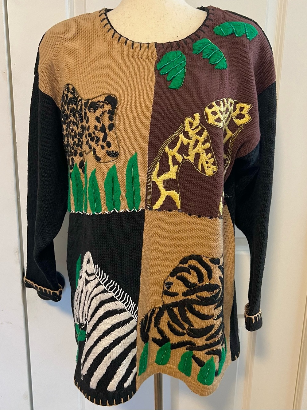 VNTG Victoria Jones Safari Animal Print Sweater
